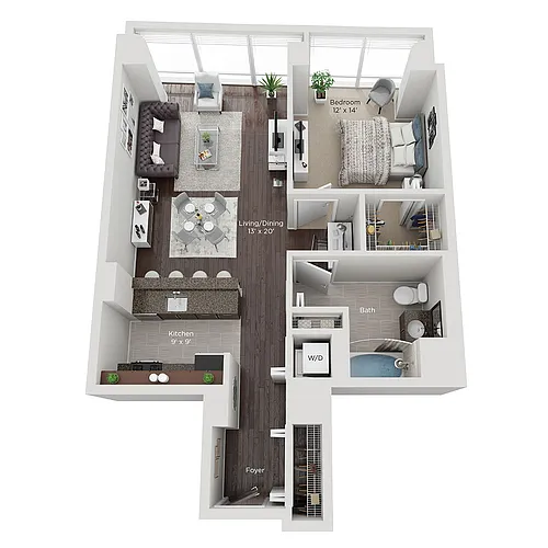 Floor plan Large One Bed Style (I)