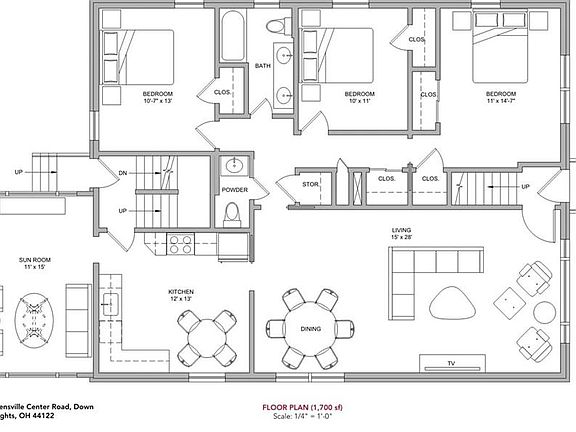 Floor plan for downstairs unit.