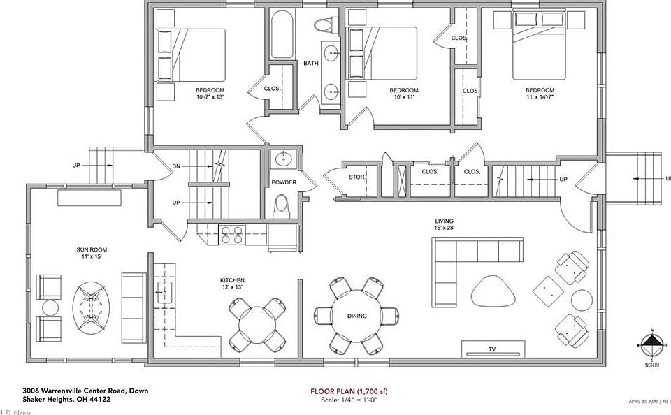 Floor plan for downstairs unit.
