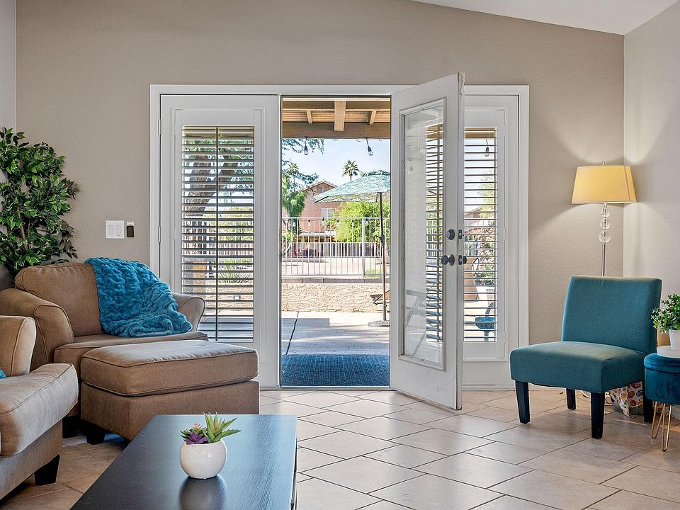 The French doors leading to the back yard.