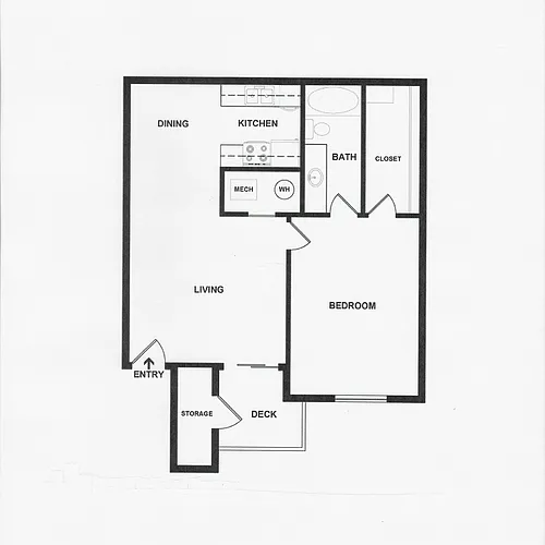 Floor plan One Bedroom/1 Bath
