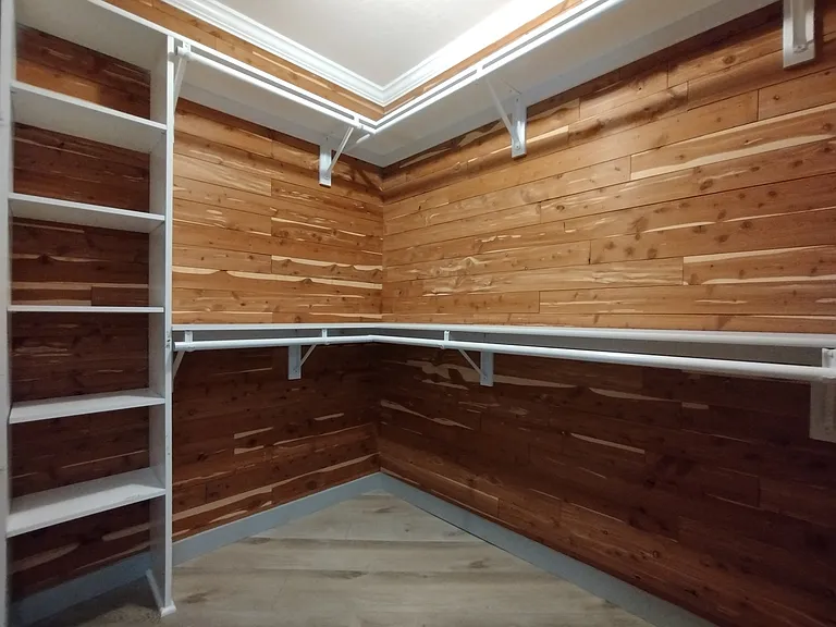 Walk-in, cedar-lined closet