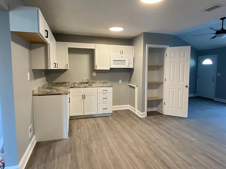 Kitchen with dishwasher and pantry