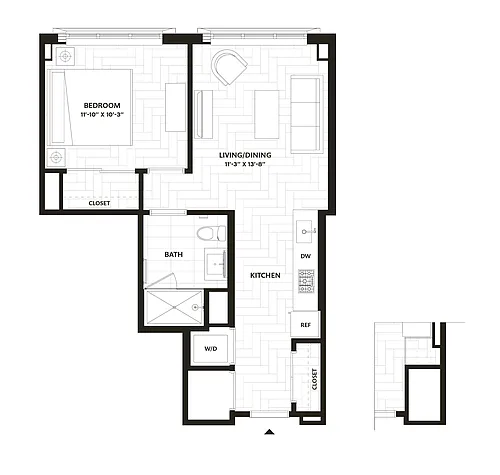 Floor plan 1 Bed/1 Bath-A8