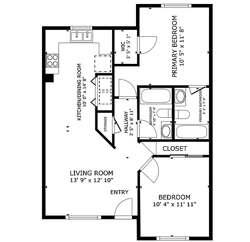 Floor plan Updated First Floor 2 Bed 2 Bath