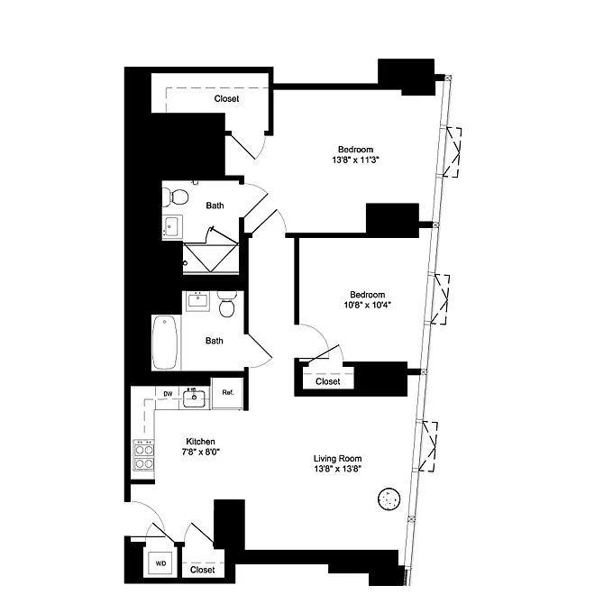 Floor plan Two Bedroom E 21-22