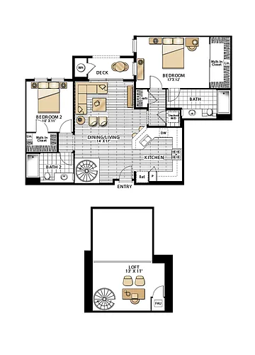 Floor plan Verona- Two Bedroom with Loft