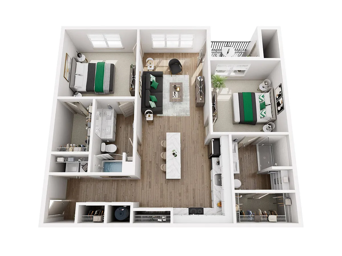 Floor plan 2 Bed, 2 Bath