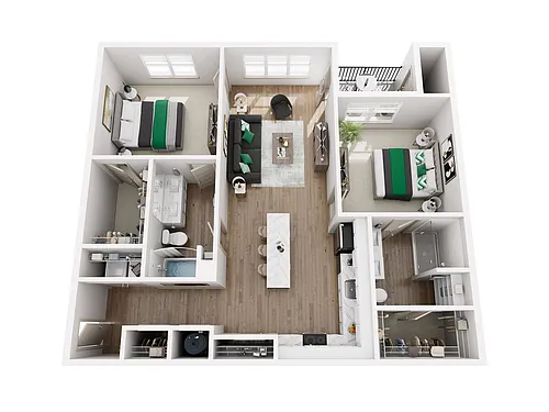 Floor plan 2 Bed, 2 Bath