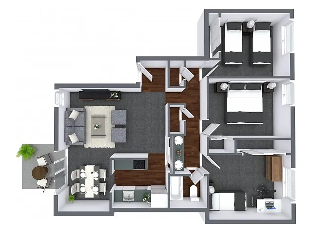 Floor plan Three Bedroom - G Plan