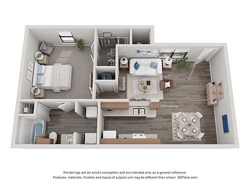 Floor plan One Bedroom One Bath