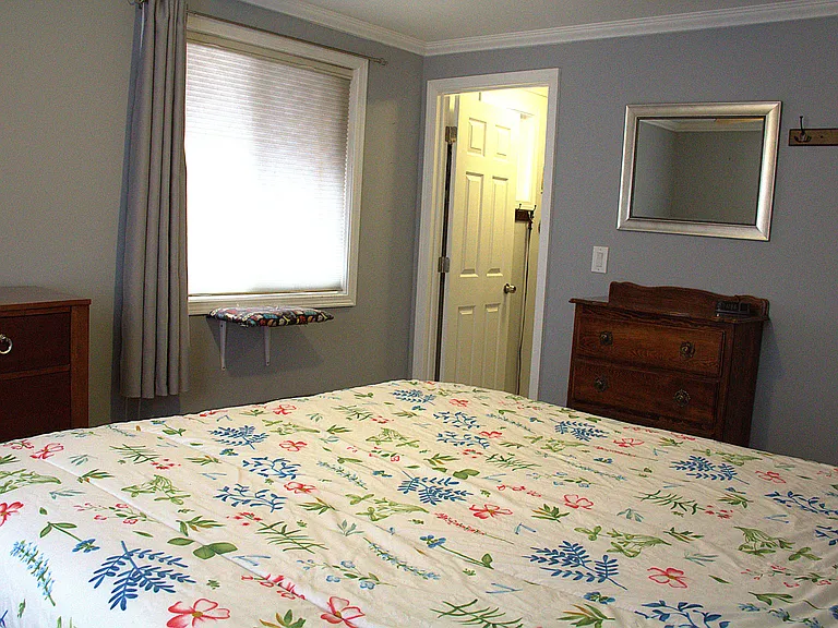 Primary bedroom (furniture and curtains not included); custom top down bottom up shades included