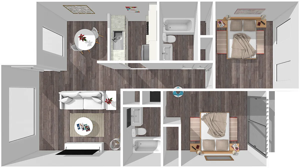 Floor plan 2 Bedroom, 2 Bathroom