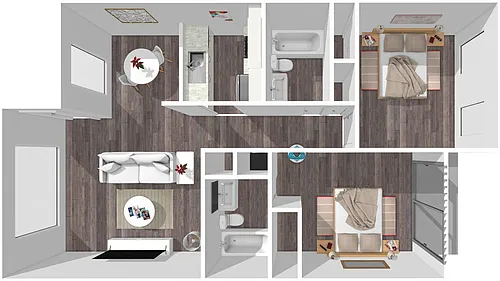 Floor plan 2 Bedroom, 2 Bathroom