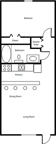Floor plan 1 Bed 1 Bath 700 Sqft