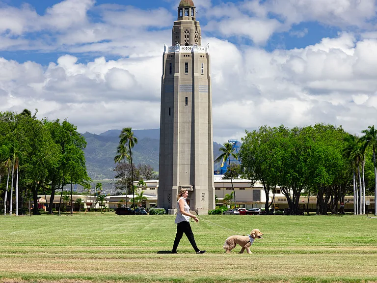Enjoy a nice walk with the furry family members and take in some of the historical attributes offered at Hickam AFB.