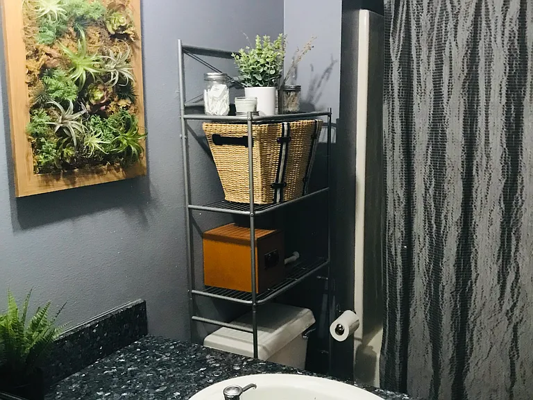 Shared bathroom has tub/shower