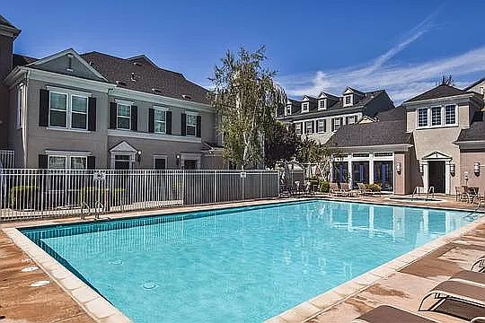 Swimming pool right outside the home.