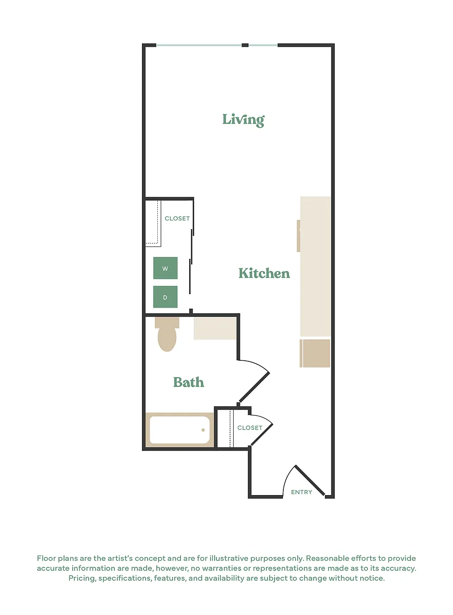 Floor plan Studio, 1 Bath - Apt F