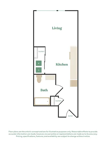 Floor plan Studio, 1 Bath - Apt F