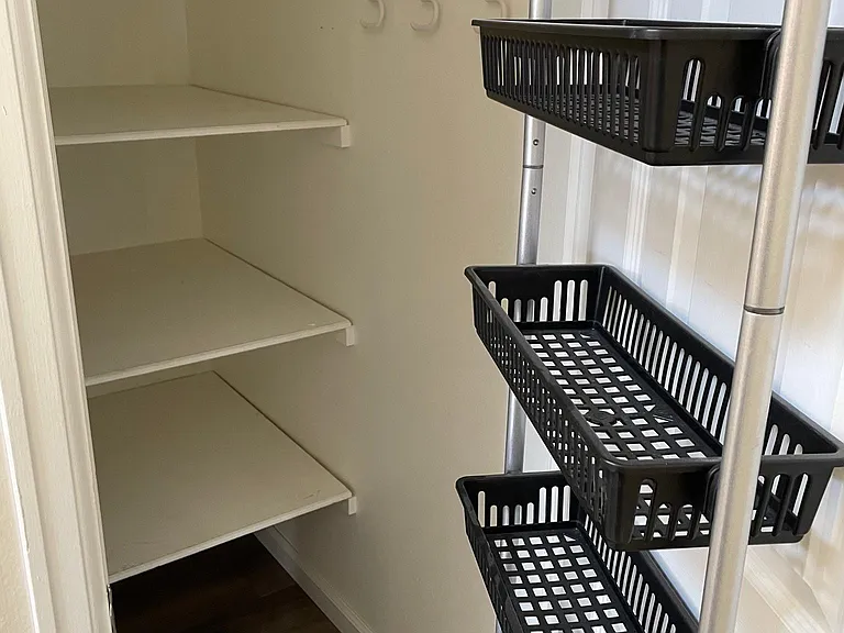 Pantry with deep shelves