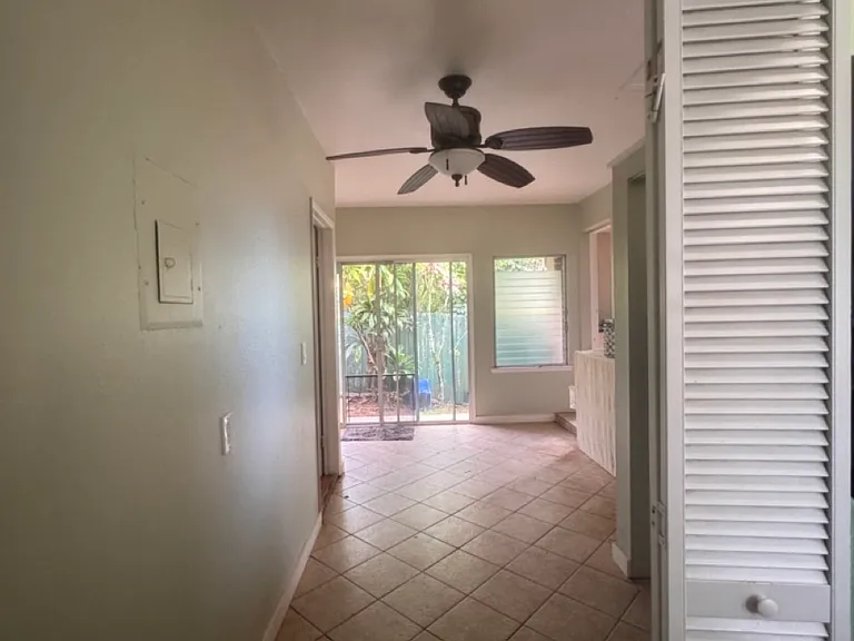 Enterance, very separated and private master en suite to the left and ahead is the backyard Lanai, with out door shower.