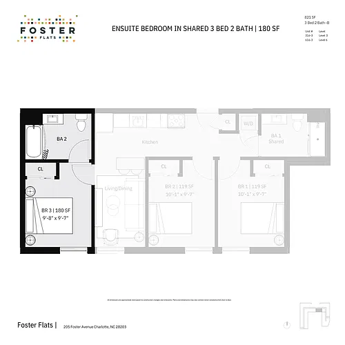 Floor plan Furnished Ensuite Room in Coliving 3 Bed 2 Bath