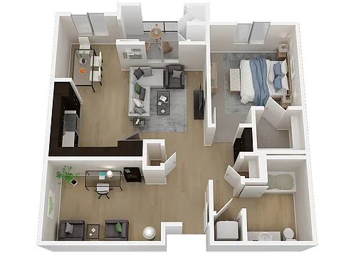 Floor plan A3 1X1 D
