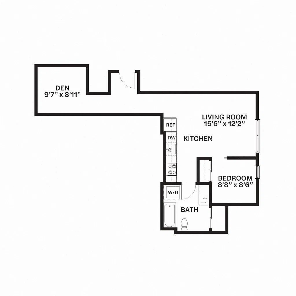 Floor plan One Bedroom with Den D1