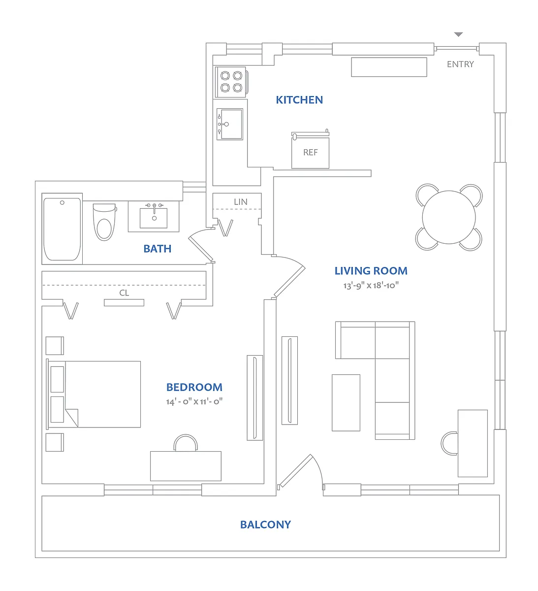 Floor plan 1 Bed 1 Bath