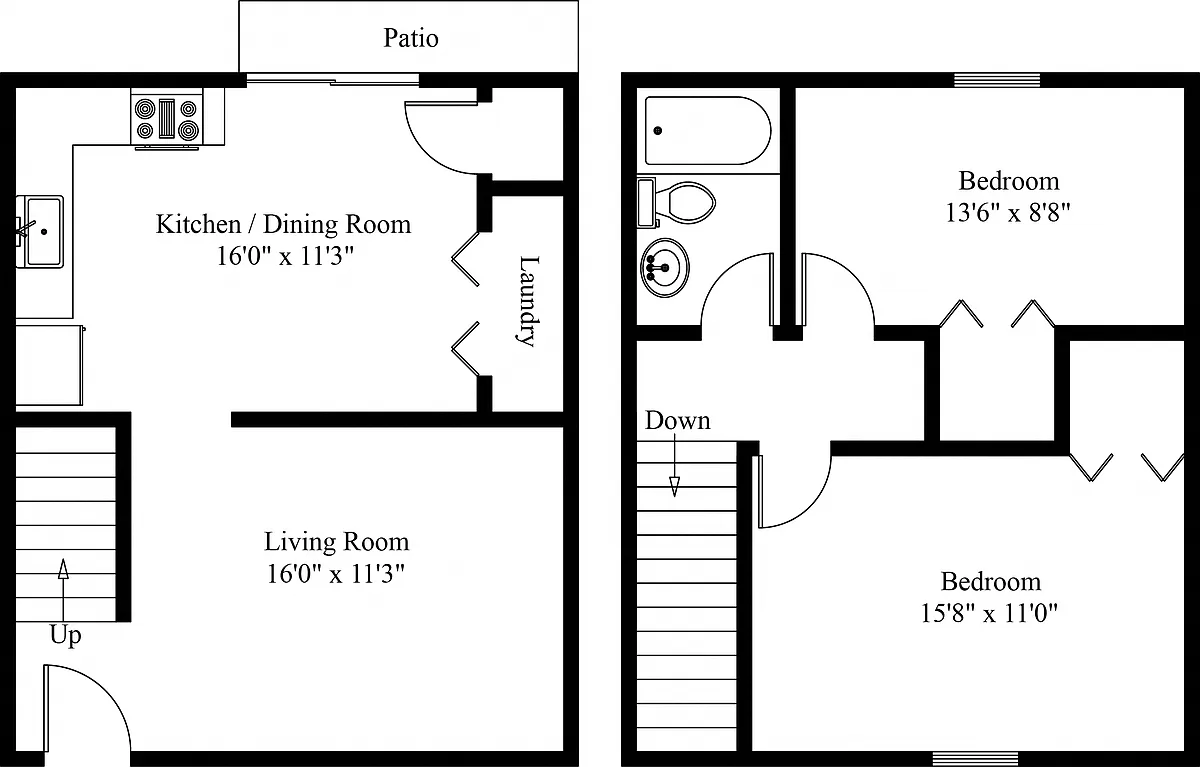 Floor plan 2 Bedroom Townhouse