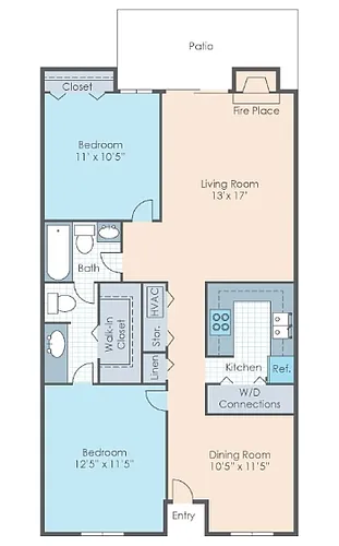 Floor plan 2BR 1.5Bath