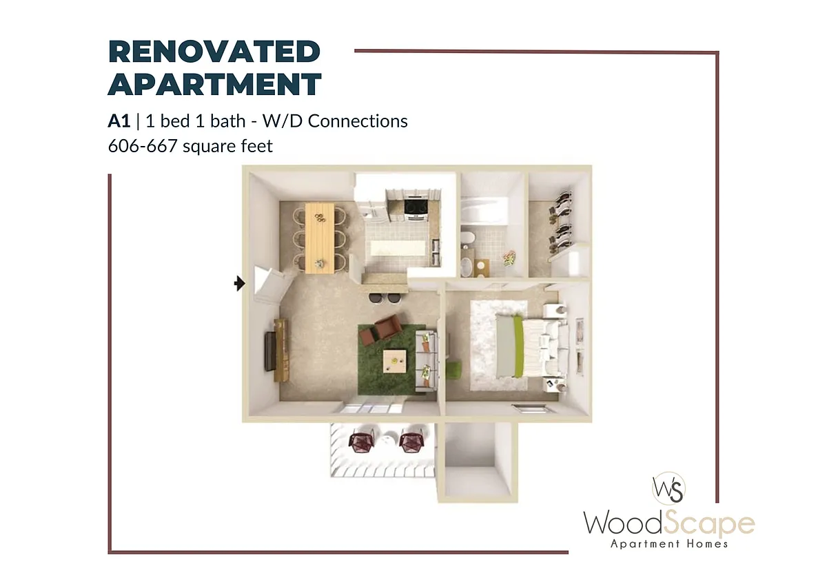 Floor plan A1 (W/D Connections) Renovated