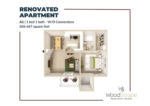 Floor plan A1 (W/D Connections) Renovated