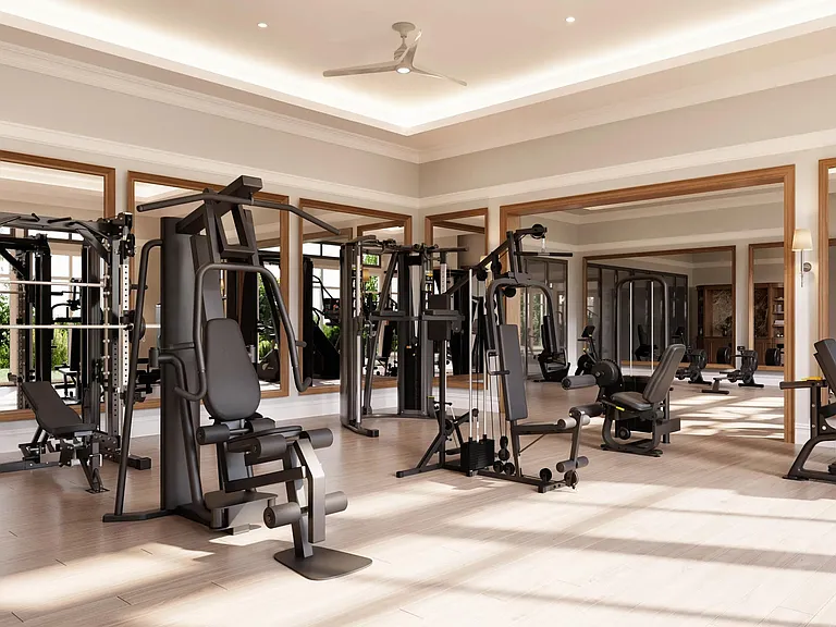 Our club-quality fitness center features strength training, free weights, and open space designed to support a wide range of workouts and routines.