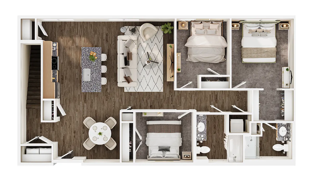 Floor plan Three Bedroom - B1
