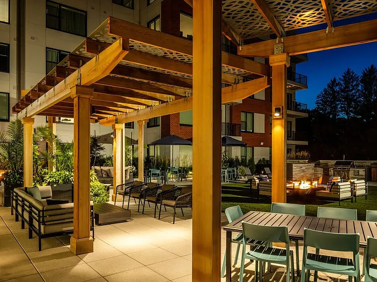 Courtyard with multiple seating areas