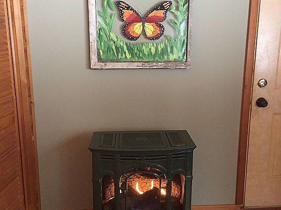 Fireplace in sunroom