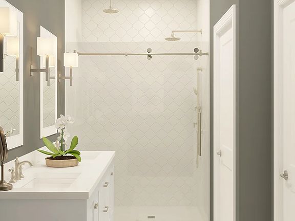 Glass shower enclosure in primary bath-Artist Rendering