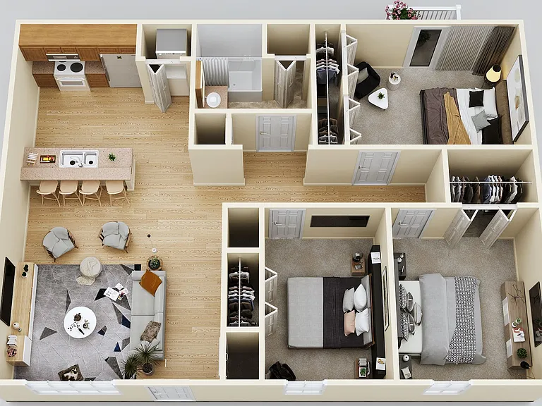 Homey Three Bed One Bath Floor Plan