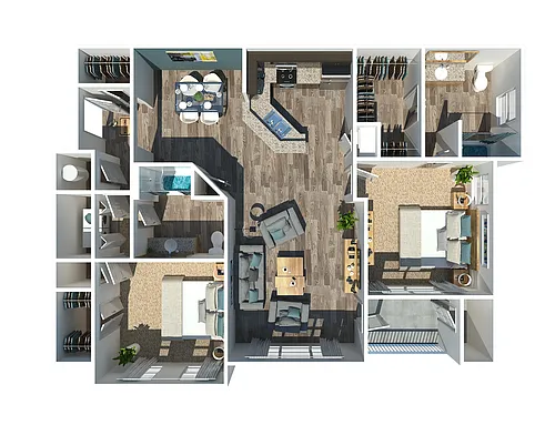 Floor plan B3 - Two Bedroom, Two Bathroom