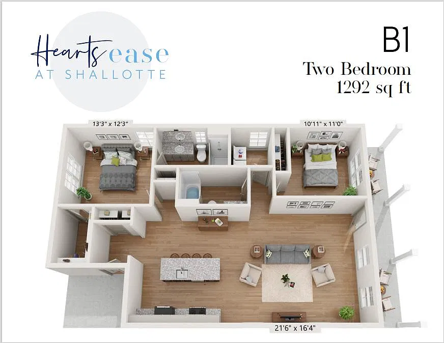 Floor plan Two Bedroom with Garage