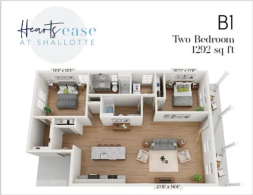 Floor plan Two Bedroom with Garage