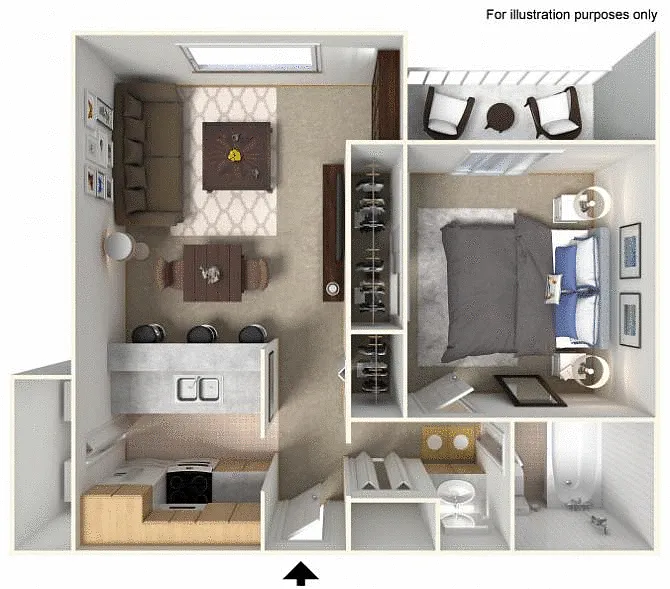 Floor plan 1x1ar - Renovated