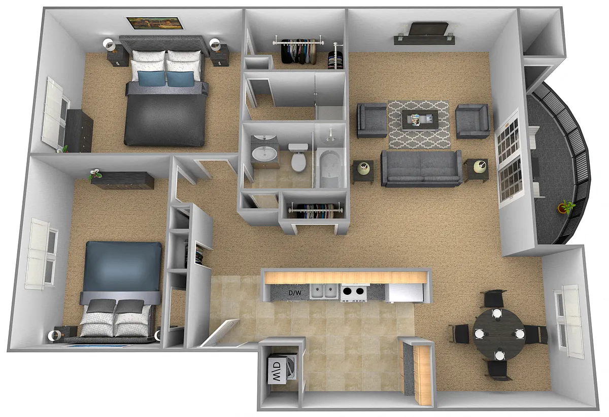 Floor plan 2 Bedroom 2 Bath