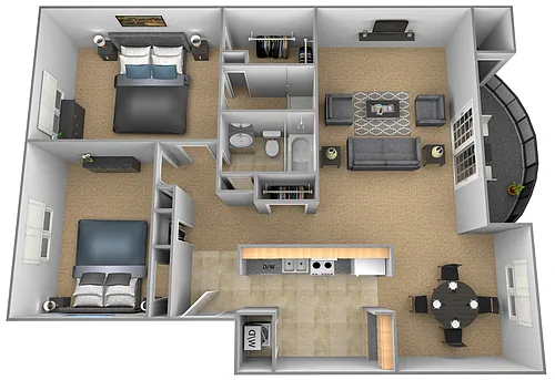 Floor plan 2 Bedroom 2 Bath