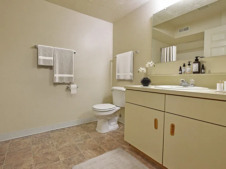 A bathroom in Heatherwood Apartments, Grand Blanc, Michigan