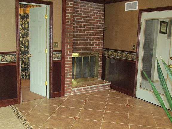 Fireplace in main office