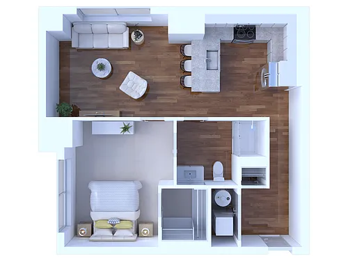 Floor plan 1 Bedroom/1 Bathroom-748