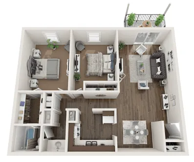 Floor plan Ravenwood 2 Bedroom 1 Bath Medium